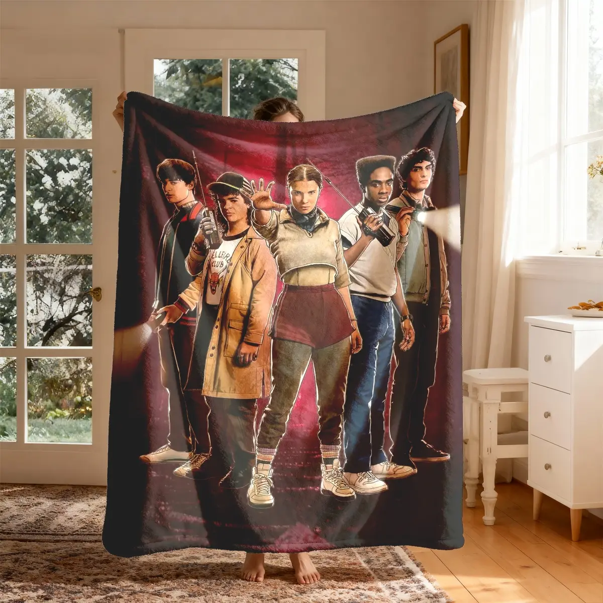 Stranger Things Theme Flannel Blanket, Large Size, Soft Lightweight Warm, Blanket Throw, Perfect for Bed Sofa Office Camping Travel, Valentine's Day Gift