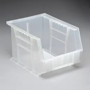 Global Industrial 1269700 Plastic Hang & Stack Bin, Clear - 10.75 x 8.25 x 7 in.