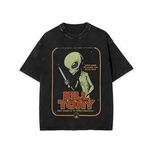 Kill Tony Graphic T-Shirt for unisex - Heavyweight 200gsm 100% Washed Cotton Vintage Washed Tee Round Neck Casual Menswear Top