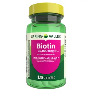 Spring Valley Biotin 10,000 mcg Dietary Supplement Softgels 120 Count – Supports Hair, Skin & Nail Health - Healthcare Fitness Support