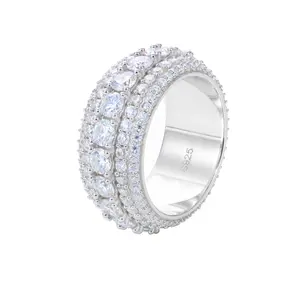 【R60 Live2 】UCCIYO Fine Jewelry VVS1 Synthetic Moissanite Rings For Men Hip Hop Pave Setting S925 Sterling Silver Rings Hip Hop Jewelry