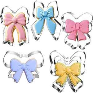 Bow Cookie  Set-7 -2.2" to 4.0"-Dishwasher Safe - Metal Cookie  for Baking -  for  Shower, Birthday, Wedding, and Graduation Cookies