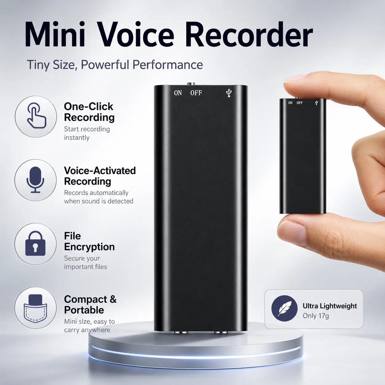 1pc Professional Voice Activated Digital Recorder, High Definition Noise Canceling MP3 Player, Ultra