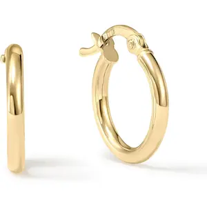 14K Yellow Gold 1 inch Diameter Round Hoop Earrings (25 mm)