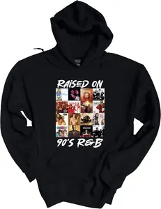 Raised On 90s R&B Hoodie – Vintage Retro Music Collage Pullover Sweatshirt
