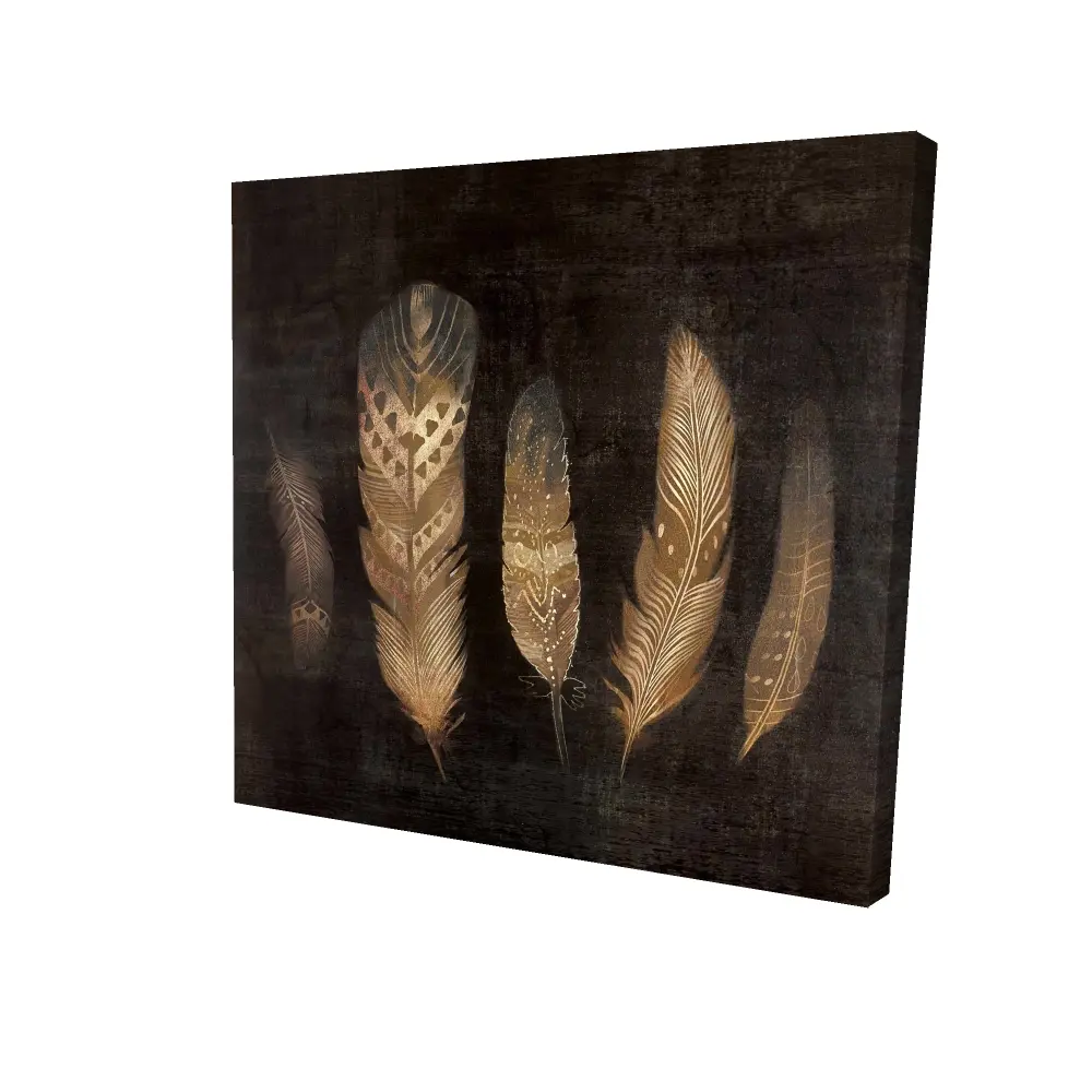 Begin Home Decor 2080-2424-AN236 24 x 24 in. Brown Feathers Bohemian Canvas - Bedroom Home Decor Wall Art