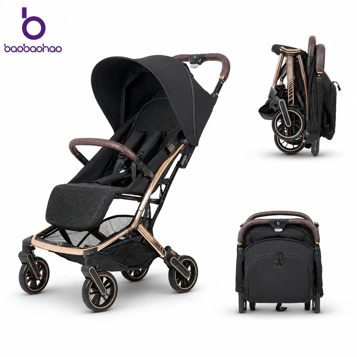 Baobaohao Z5 Unisex Polyester Lightweight Plain Travel Stroller for 0-36 Months Babies, 1-Button Fold Compact Design with Canopy, Storage Basket, Multi-Position Recline, Armrest, 4-Wheel Shock Absorption, Breathable Mesh, Stable 2-in-1 Functionality, Eco-