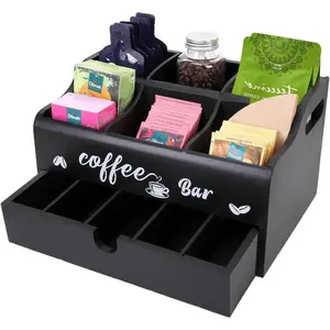 [ManyDFYu] Viral Coffee Bar Setup Alert! Wooden Organizer with Drawer & Detachable Basket Must‑Have ViralHomeFinds KitchenHacks CoffeeStation