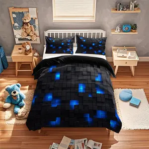 Ultra Soft Geometric Grid Bedding Set, Modern Decorative Bedding Set, 3-Piece Comfortable Duvet Covers and Pillowcases, Home Dorm Decor, No Filling, Soft and Comfortable