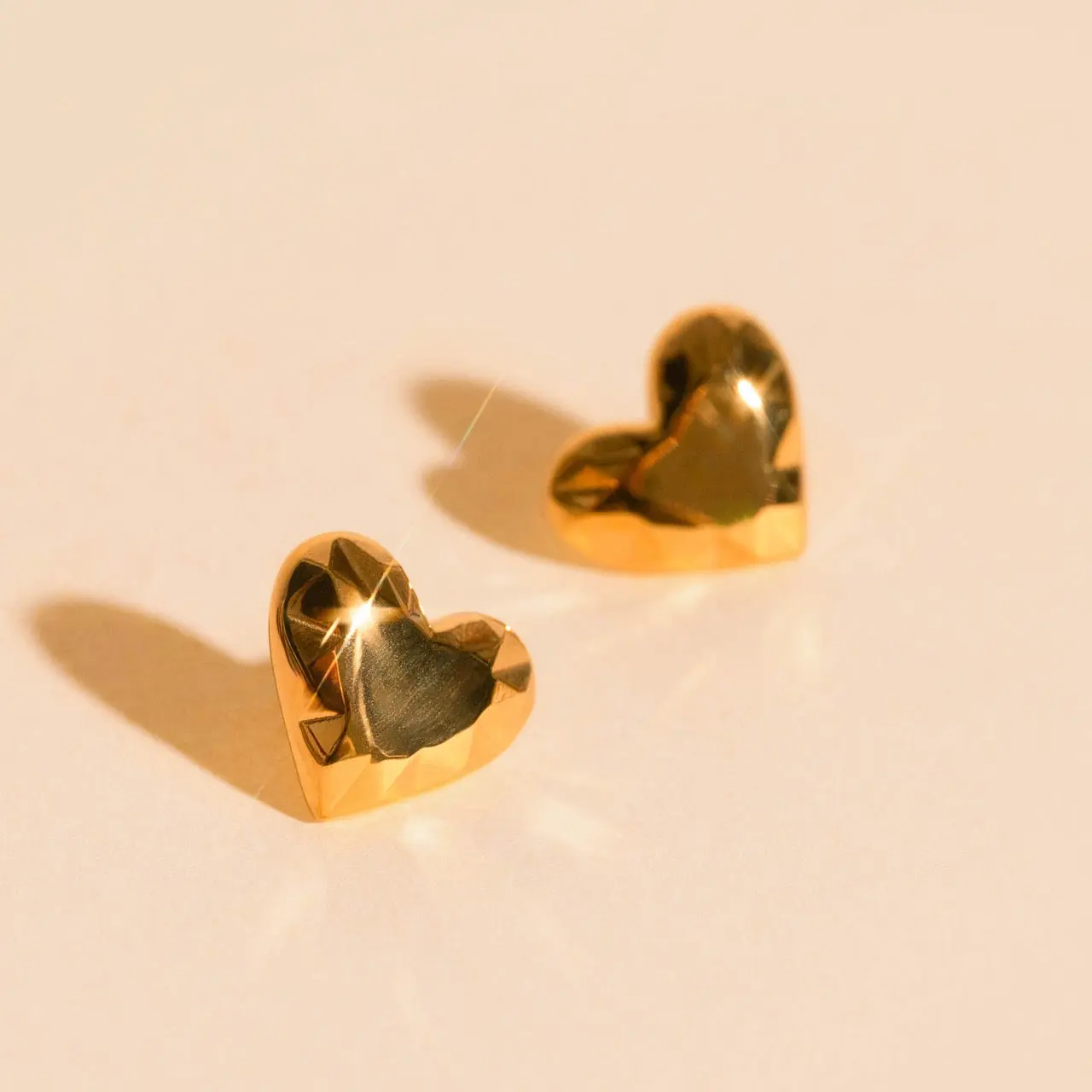 Geometric Heart Stud Earrings