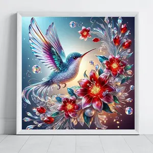 Hummingbird Diamond Painting Kit, Adult Art Craft Set, Frameless DIY 5D Diamond Art, Home Decor, Wall Art Painting, Perfect Gift for Holidays