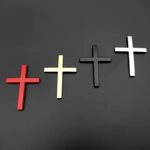 2Pcs 3D Metal Cross Car Sticker, Waterproof & Durable Religious Christian Emblem Badge, Self-Adhesive Decorative Decal for Car Tail, Window & Body