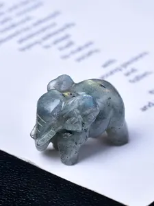 Natural Crystal Carved Elephant Figurine, 3.5cm/1.38in Unique Pocket Jewelry Animal Statue, Ideal Holiday Gift for Collectors, Natural Stone Decor