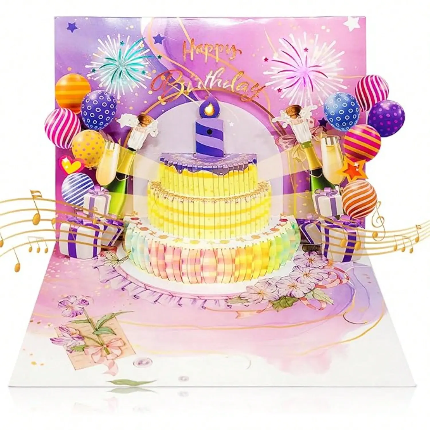 3D Pop Up Birthday Card Fireworks Music Lights，Musical Birthday Card with Lights，TikTok Viral Birthday Gift，Happy Birthday Pop Up Card，Cute Birthday Gift Card for Wife Husband，LED Light Musical Birthday Pop Up Card，Birthday Surprise Card for Daughter Son