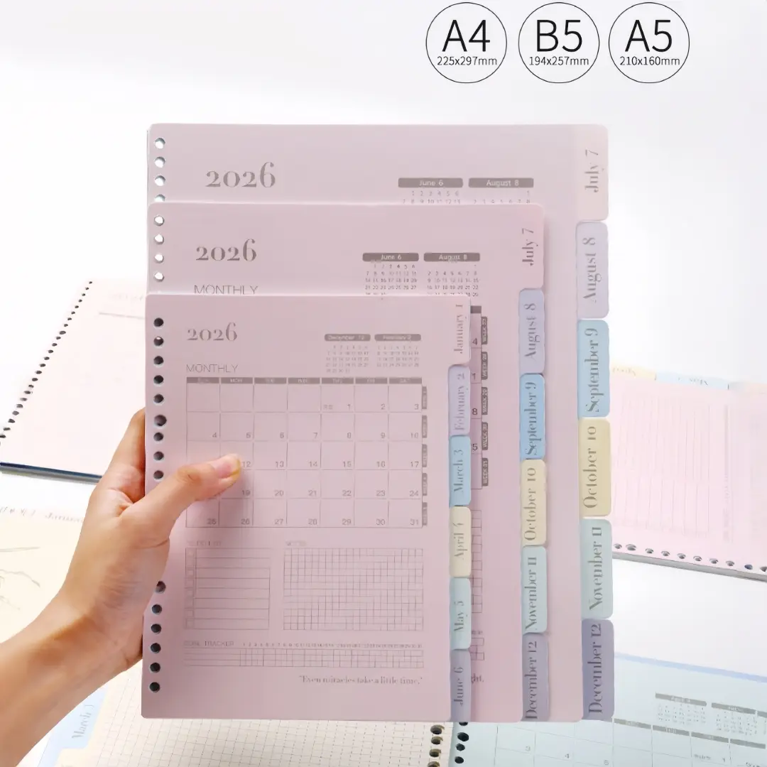 13pcs 2026 Calendar Planner Refills, Candy Color Dividers, A4/a5/b5 ...