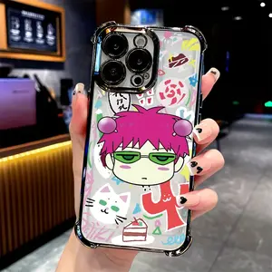 Saiki Kusuo's cute kitten Phone Case Suitable for iPhone 17 Air 16 15 14 13 12 11 Pro Max Plus Samsung Galaxy S25 S24 S23 S22 Ultra Plus Anti Fall Transparent Soft Back Cover
