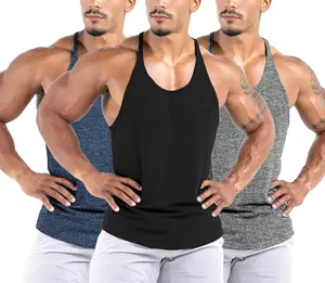 Muscle Cmdr Men's Workout Stringer Tank Tops Athletic Quick Dry Y-Back Tops Bodybuilding Muscle Shirts for Gym（1 Or 3 Pack）