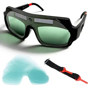 Auto Darkening Welding Goggles, True Color Solar Powered Welding Glasses with Adjustable Eye Legs, Comfortable Welding Safety Mask Anti-Flog Anti-glare Goggles for Grinding Welder