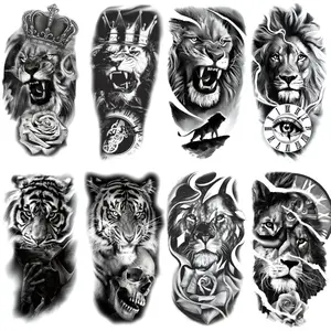 Crown Lion King Tattoo Sticker, waterproof temporary tattoo, magic tattoo lasts 7-15 days, safe, non-toxic, painless, Sak yant tattoo