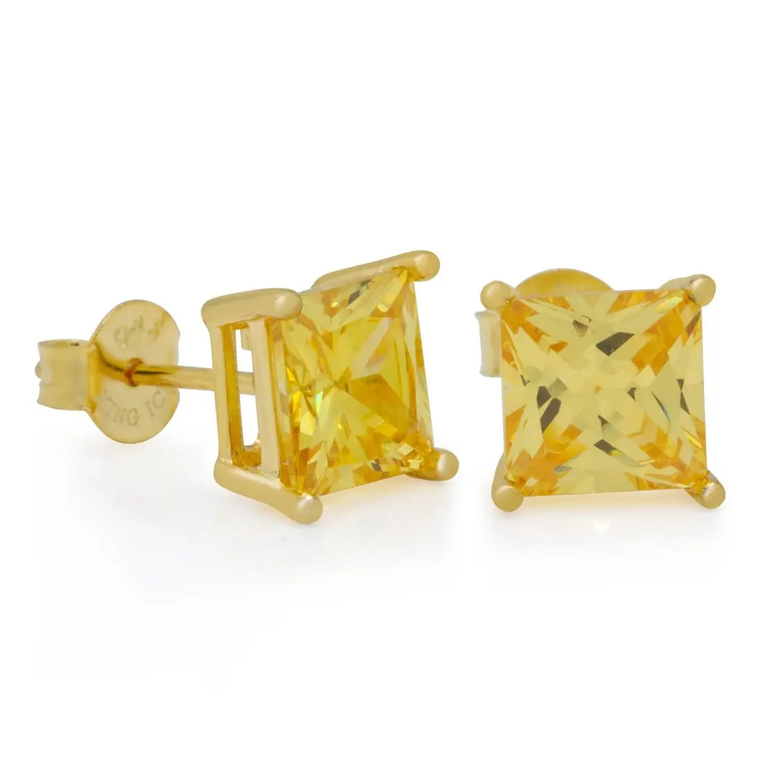 Yellow Princess-Cut Stud Earrings Yellow Princess-Cut Stud Earrings