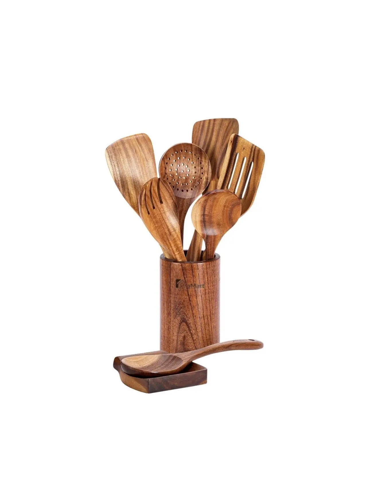 Wooden Kitchen Utensils set 9 PCS Wooden Cooking Spoons and Spatula for Cooking