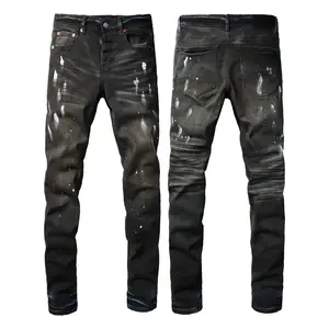 Jeans brand Jeans Men's Jeans Casual Comfort Holes Fashionable Straight Skinny Slim Fit Jeans, Ripped Stretch Jeans Denim Pants