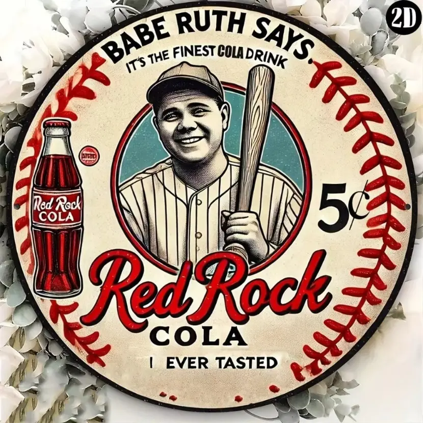 Vintage Style Aluminum Coca Cola Baseball Sign Round Waterproof Wall Decor for Home Bar Halloween Christmas Party Gift