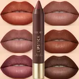 6pcs/set Matte Brown Lipstick, Individual Lipsticks, Waterproof, Non-stick Cup, Soft Texture, Suitable for All Skin Types, Wonderful gift Gloss Lipgloss Makeup Friend Cosmetic Glossy