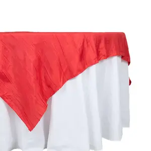Taffeta Table Overlay 72"x72" Red - Accordion Crinkle Table Topper