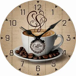 1 piece of coffee-themed silent acrylic wall clock, rustic coffee shop decoration, AA battery powered (battery not included), perfect for home or cafe decor, kitchen wall clock|Rural Clock Design|Coffee bean pattern, coffee bar accessories