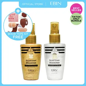 EBIN Hair & Body Glitter Mist (Gold/Platinum) + FREE Lift Tape | Flash-Ready Glow, Lightweight Shimmer, Radiant Finish