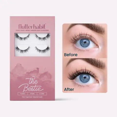 FlutterHabit | The Bestie - Cluster Lash Extensions | DIY At-Home Lash Extensions, Pre-Mapped, Up to 10 Days of Wear