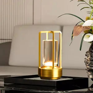 Portable Metal Table Lamp Cordless, Rechargeable Battery Operated LED Light – 3 Color Stepless Dimming Touch for Bedroom, Restaurant, Home, Outdoor outdoorfun