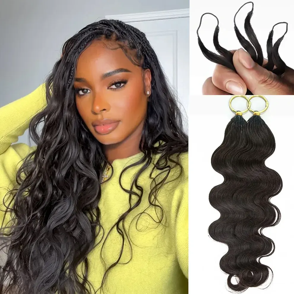 Bling Hair 4~5Bundles Body Wave Boho Braids For Full Head Feathered Crochet 100% Human Hair Extension 10~22" Body Wavy Crochet Miracle Knots Bulk Hair For Braiding, Crochet Extensions, Crochet Hair Human Hair
