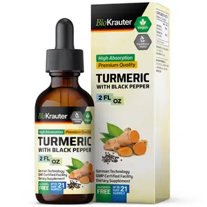 BioKrauter Turmeric with Black Pepper Tincture High Absorption Premium Quality Vegan Healthcare Supplement for Joint Health & Mobility