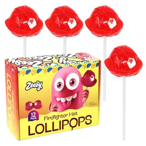 Zeesy Firefighter Hat Lollipops, 12 Pack, Individually Wrapped Firefighter Party Favors Suckers for Firefighter Birthday, Fireman Birthday Party Supplies