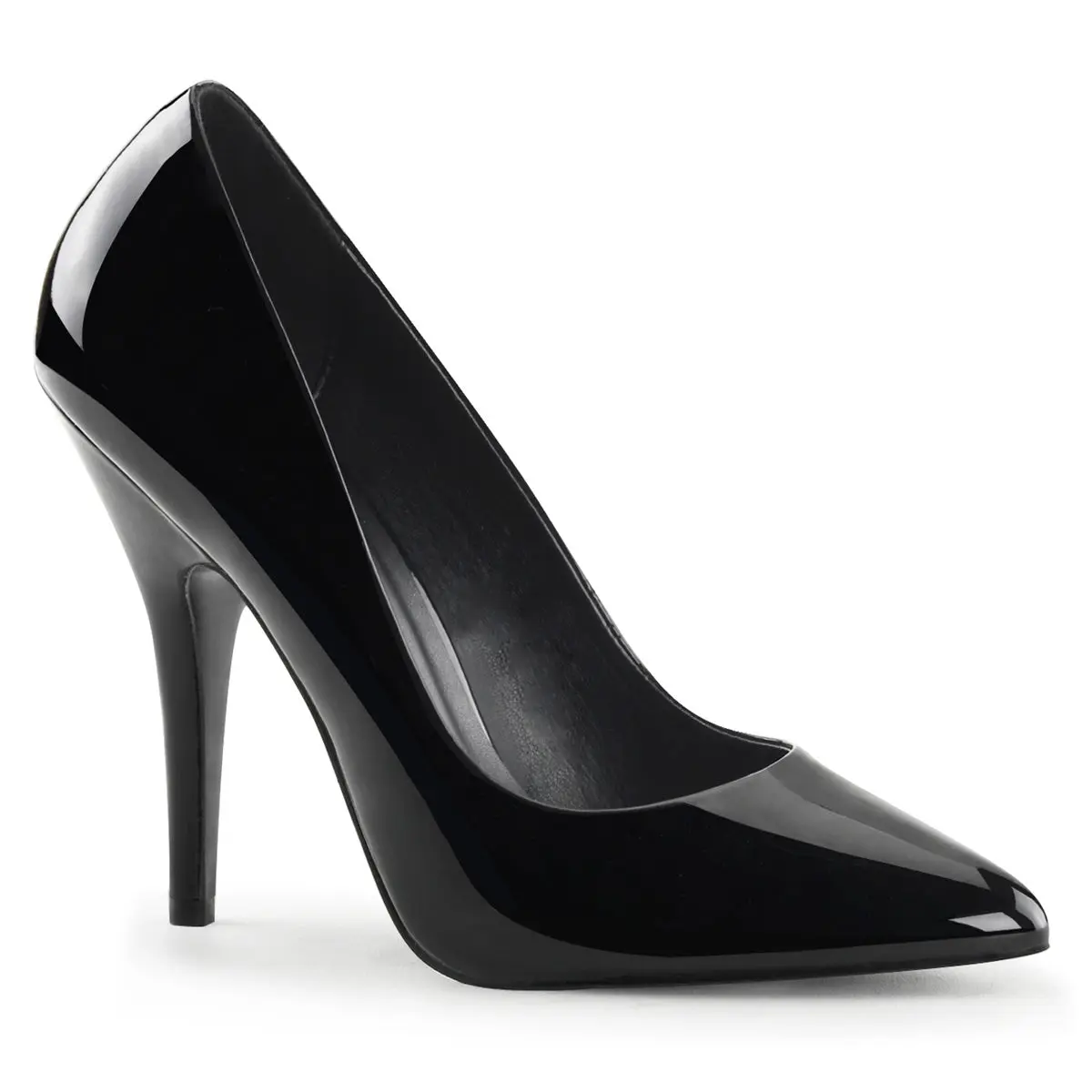 Women's Classic Pointed Toe Pumps in Black Patent, Stylish 5-Inch Stiletto High Heels, Versatile Formal Footwear in Extended Sizes