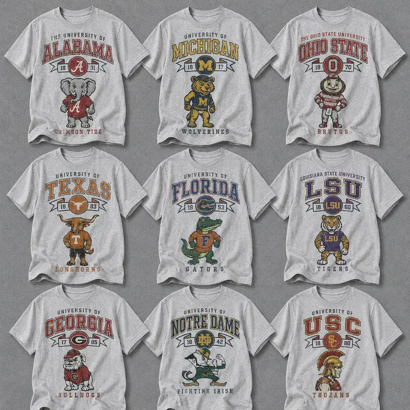 Retro All Team Football Mascot T-Shirt Vintage College Stadium Graphic Tee Distressed Fan Apparel Classic Game Day Shirt Sports Lover Gift for Men Women Unisex Tailgate Outfit Vintage Style