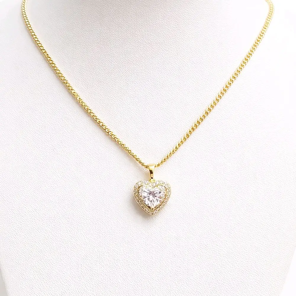 Cadena delgada con dije de corazón clear 20 inches. Laminado de alta calidad
