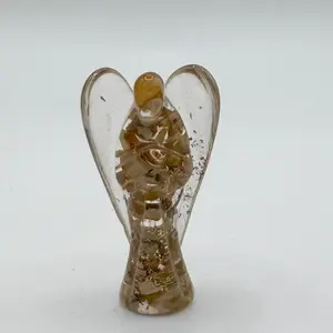 Handmade Bamboo Agate Orgone Angel | Grounding & Patience Crystal Decor for Altar