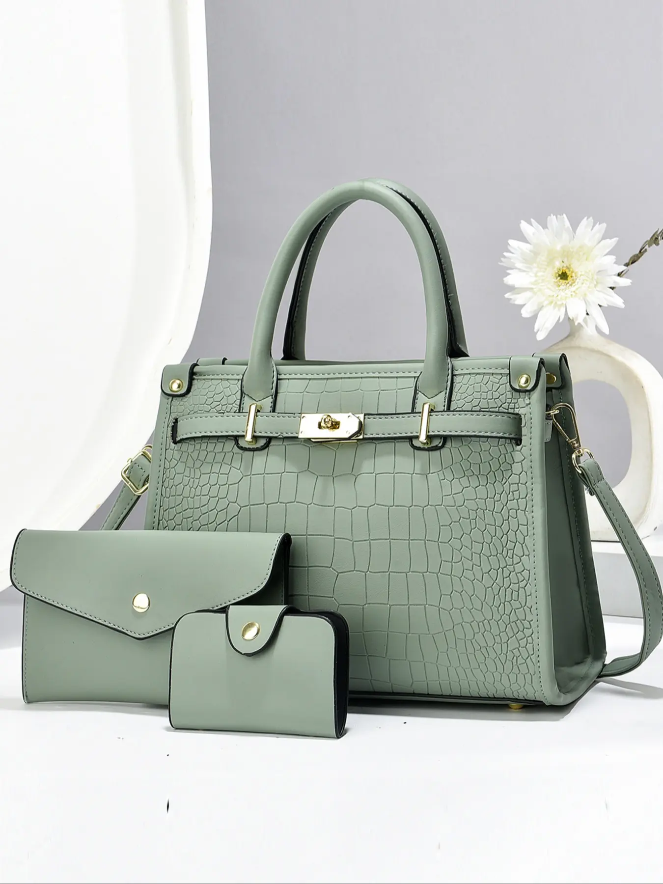 Women's Crocodile Embossed Handbag, Large Capacity Shoulder Crossbody Bag, Fashionable Elegant Design for Daily Commute & Use Daily Commuting Bags, Crossbody Shoulder Purse, Embellished Shoulder Bag