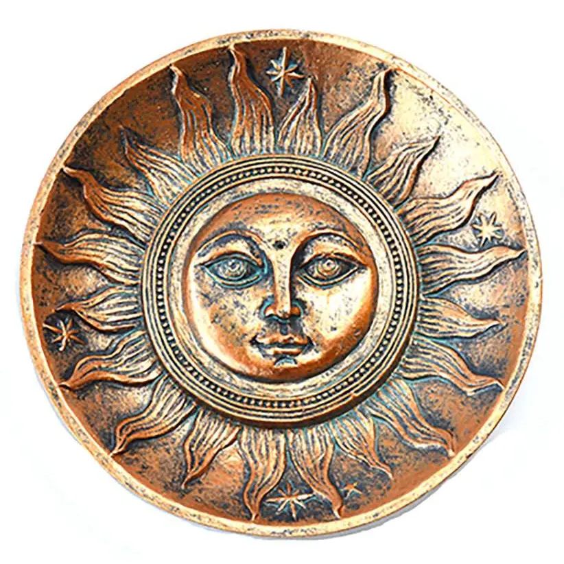 Bronze Sun Face Incense Burner 5 Inch — Solar Altar Decor Spell Tool