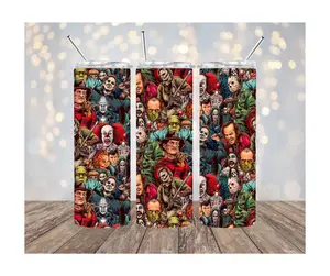 Villains Halloween Tumbler Drinkware Stainless Steel with Lid and Straw 20 oz Capacity Portable Insulated Bottle Flasks - Decorative Design - Mug