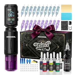 Neebol Wireless Tattoo Kit for Beginners | A10 Rotary Tattoo Pen Machine with 67M Power Supply & 20 Cartridge Needles