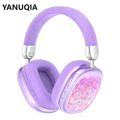YANUQIA Adjustable Over-Ear Bluetooth Headset - Foldable, Non-Tangling, Batteries Built-In, Cable Management, Ear Cushions, Multi-Device Compatible with Cells, Desktops, iPhone, Laptop, iOS/Android, Ideal for Travel, Work