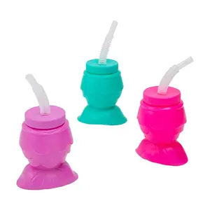 8 oz. Mermaid Reusable Plastic Cups with Lids & Straws - 12 Ct.