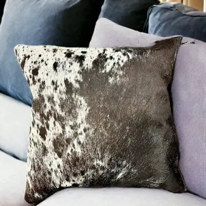 Salt and Pepper Cowhide Pillow