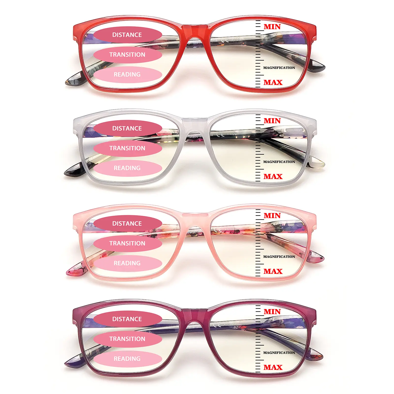 Progressive Multifocal Reading Glasses for Women Men, Anti Glare/Eyestrain Blue Light Blocking Computer Readers