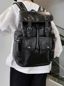 1pc  Backpack Solid Color Pure Color Men's Backpack Fashionable, Versatile, Casual, Simple, Large Capacity Suitable for Students, Campus, Work, Commute, Business Travel, Shopping, Men's Backpack