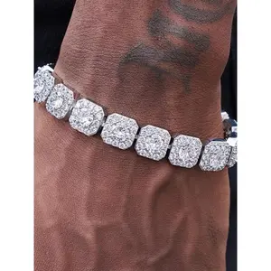 Square Zircon Sparkling Tennis Bracelet, Hip Hop Luxury Fashion Lock Clasp, Exquisite Bracelet, Fashionable Bracelet, high quality bracelet, Perfect for Daily Wear, Vacation Dates, Surprising Gift Idea, Cubic Zirconia Bracelet, trendy jewelry